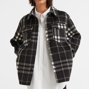 Like-new H&M plaid shacket in black/white plaid, small